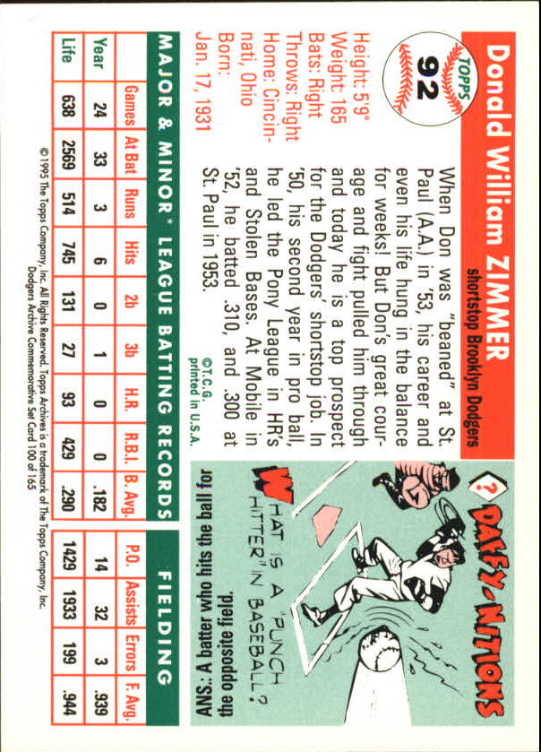 1995 Topps Archives Brooklyn Dodgers Baseball - Picture 128 of 186
