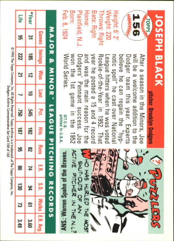 1995 Topps Archives Brooklyn Dodgers Baseball - Picture 134 of 186