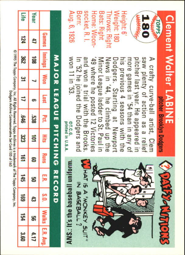 1995 Topps Archives Brooklyn Dodgers Baseball - Picture 136 of 186