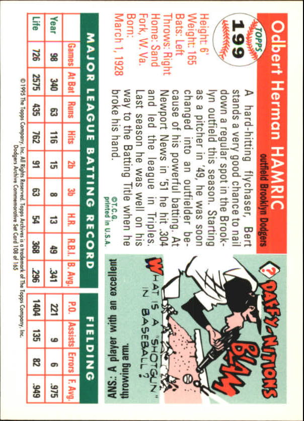 1995 Topps Archives Brooklyn Dodgers Baseball - Picture 140 of 186