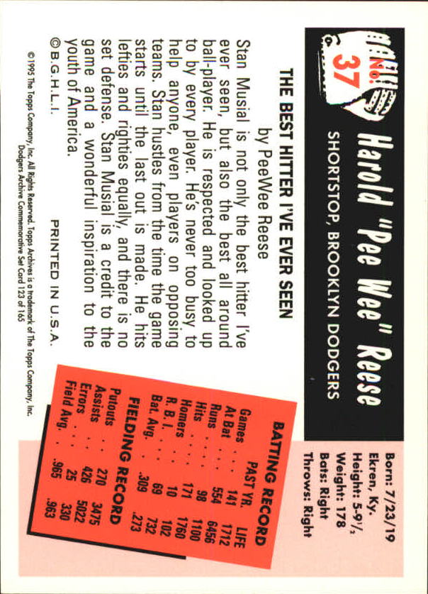 1995 Topps Archives Brooklyn Dodgers Baseball - Picture 150 of 186
