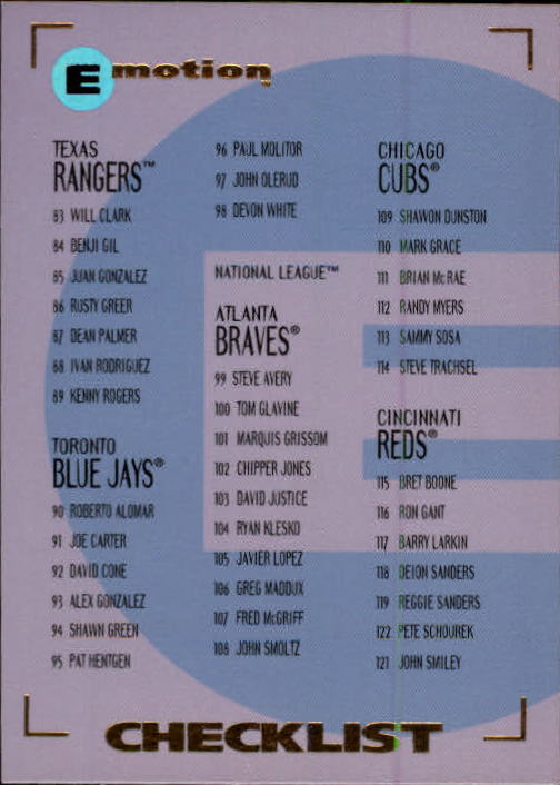 1995 Emotion Baseball "Main Set" Cards and Ripken Promo - Picture 274 of 277
