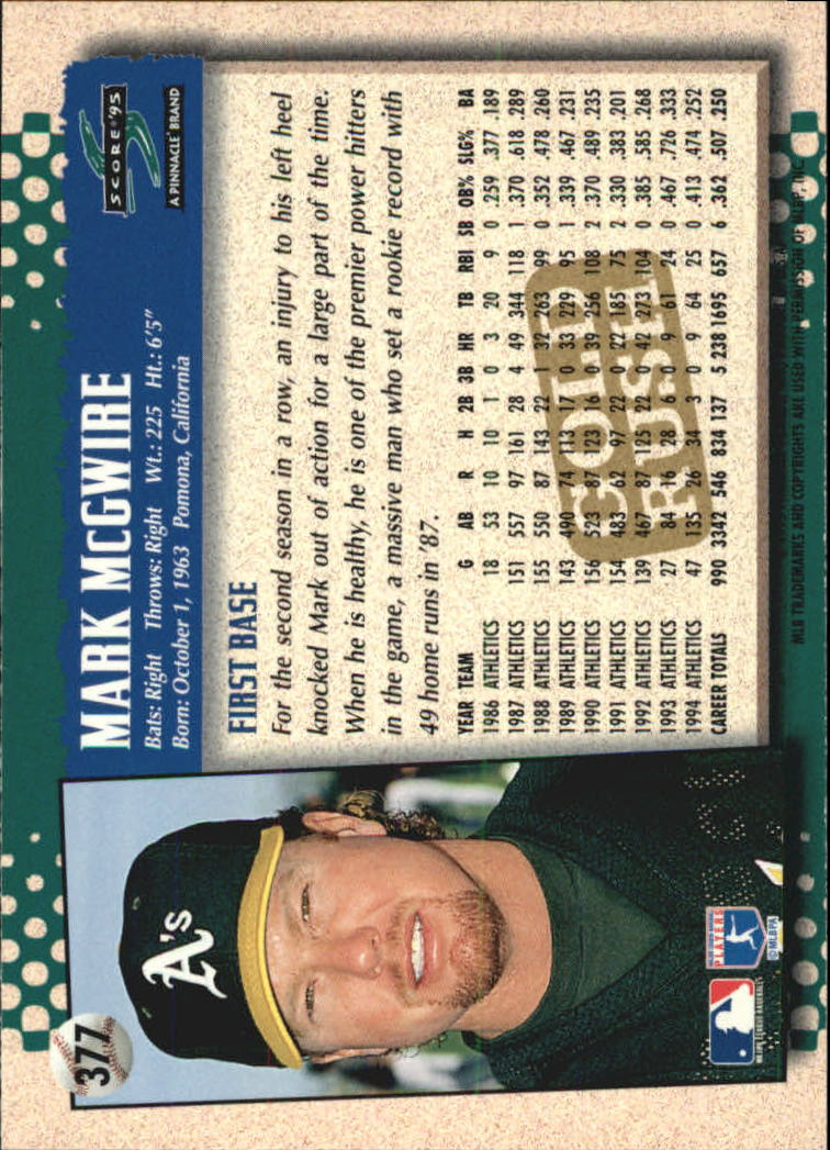 1995 Score Gold Rush Baseball Card Pick 341-604