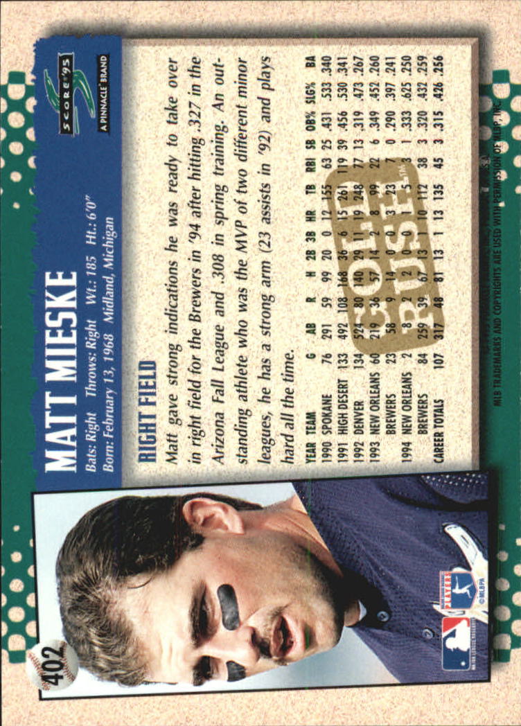 1995 Score Gold Rush Baseball Card Pick 341-604