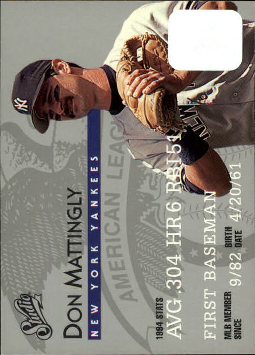 1995 Studio Baseball "Main Set" Cards #1 to #200 - Picture 6 of 397