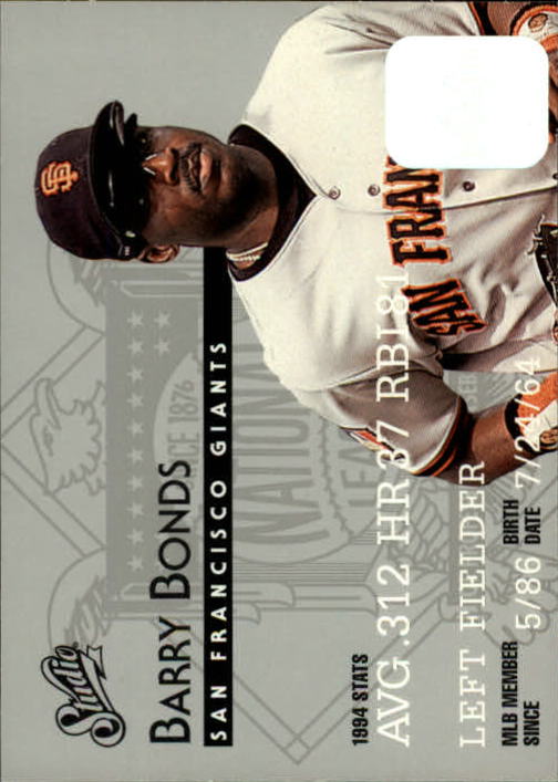 1995 Studio Baseball "Main Set" Cards #1 to #200 - Picture 12 of 397