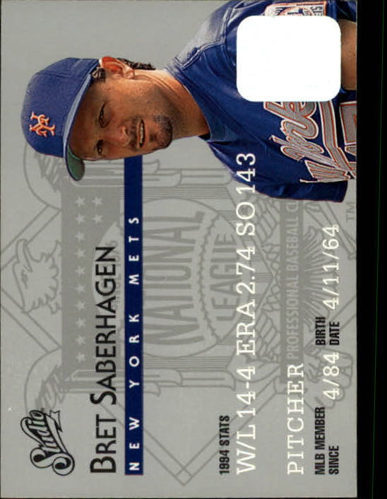 1995 Studio Baseball "Main Set" Cards #1 to #200 - Picture 196 of 397