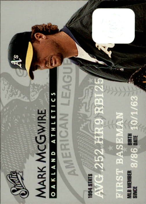 1995 Studio Baseball "Main Set" Cards #1 to #200 - Picture 280 of 397
