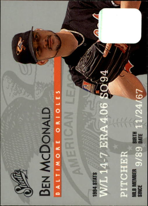 1995 Studio Baseball "Main Set" Cards #1 to #200 - Picture 348 of 397