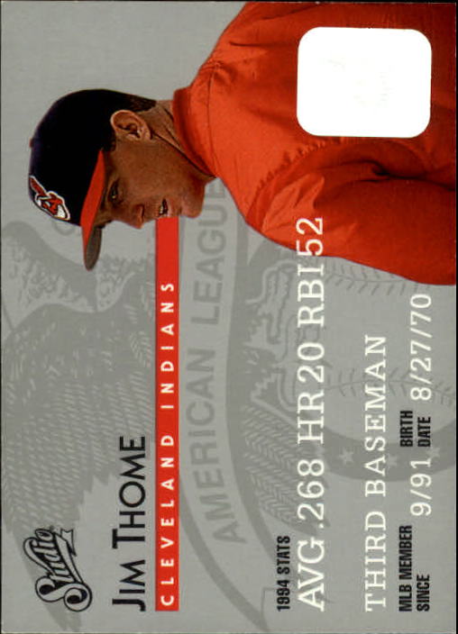 1995 Studio Baseball "Main Set" Cards #1 to #200 - Picture 382 of 397
