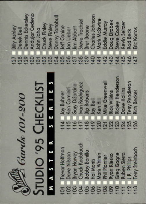1995 Studio Baseball "Main Set" Cards #1 to #200 - Picture 396 of 397