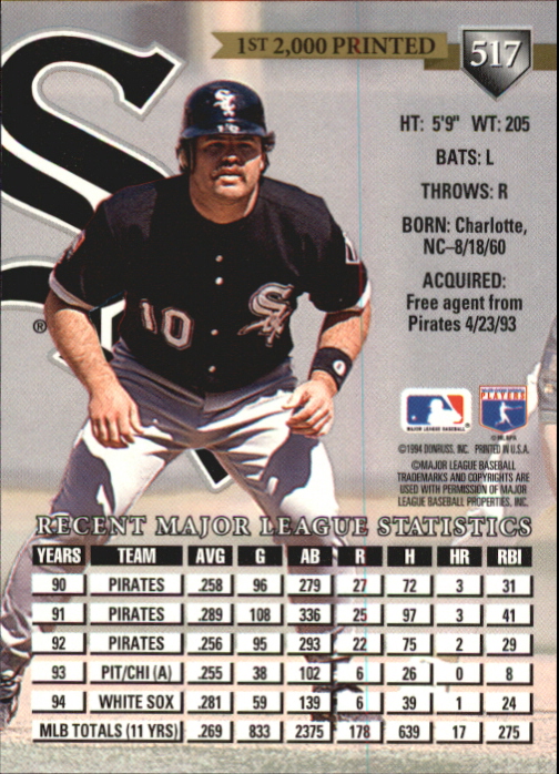 Tarjetas paralelas de béisbol Donruss 1995 ""Pruebas de prensa - Imagen 69 de 71