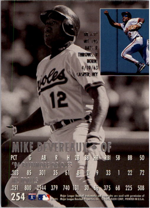 1995 Ultra (Fleer) Baseball "Main Set" Cards #251 to #450 - Picture 5 of 199