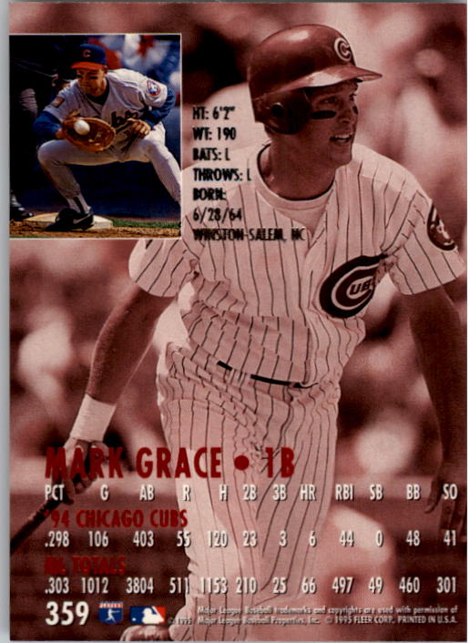1995 Ultra (Fleer) Baseball "Main Set" Cards #251 to #450 - Picture 95 of 199