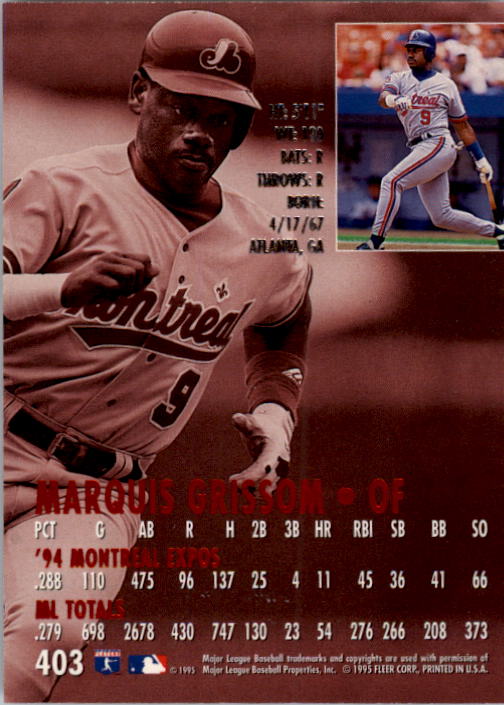 1995 Ultra (Fleer) Baseball "Main Set" Cards #251 to #450 - Picture 157 of 199
