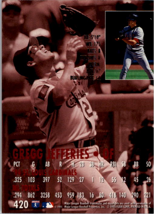 1995 Ultra (Fleer) Baseball "Main Set" Cards #251 to #450 - Picture 175 of 199