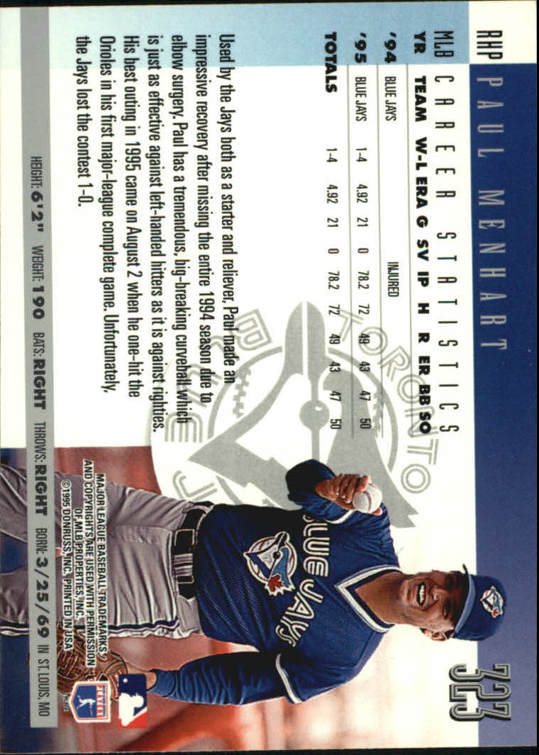1996 Donruss Baseball "Main Set" Base Cards #251 to #550 - Picture 147 of 315