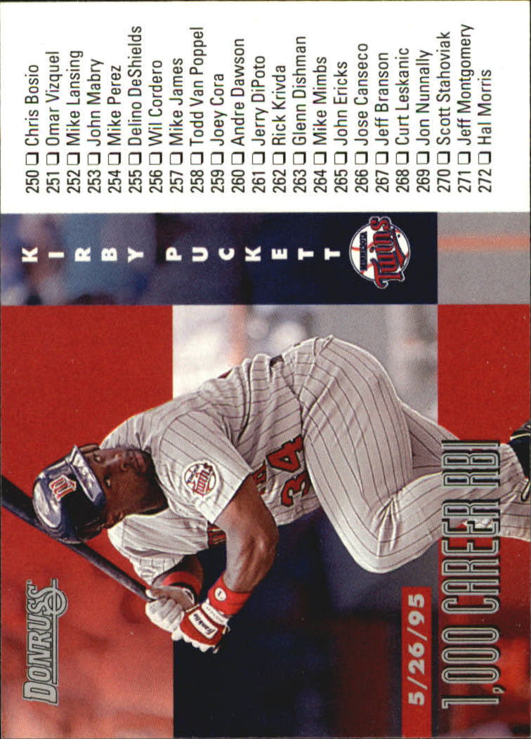 1996 Donruss Baseball "Main Set" Base Cards #251 to #550 - Picture 160 of 315