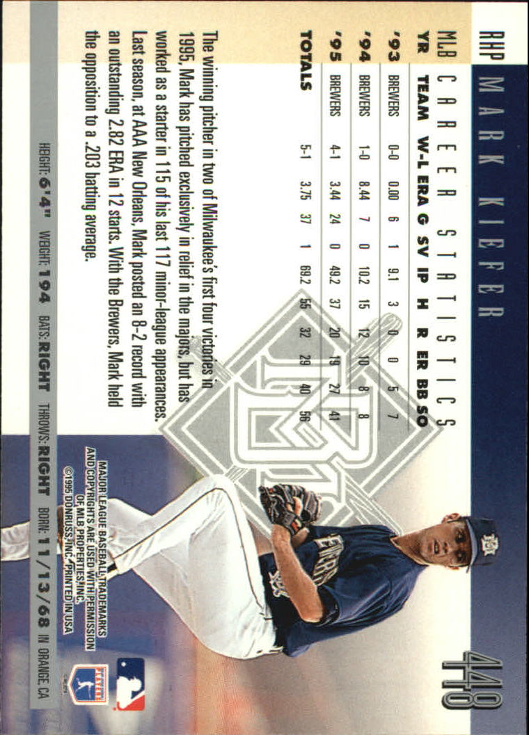 1996 Donruss Baseball Card Pick 302-549 - Picture 287 of 481