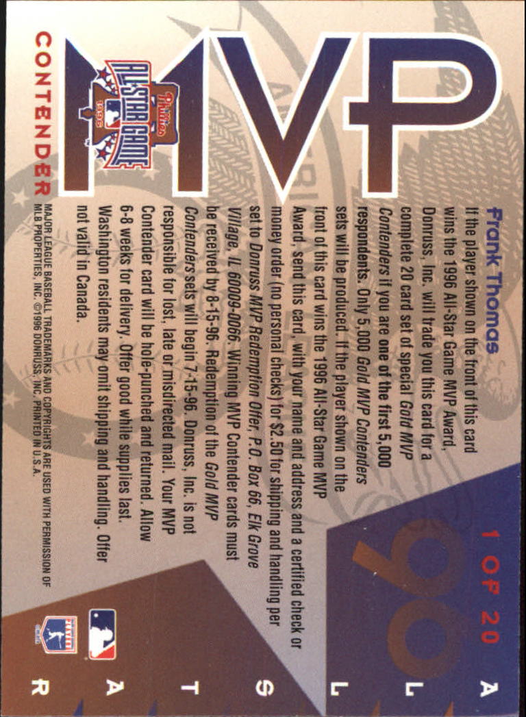 1996 Leaf Baseball "All-Star Game MVP Contenders" Insert Cards - Picture 3 of 37