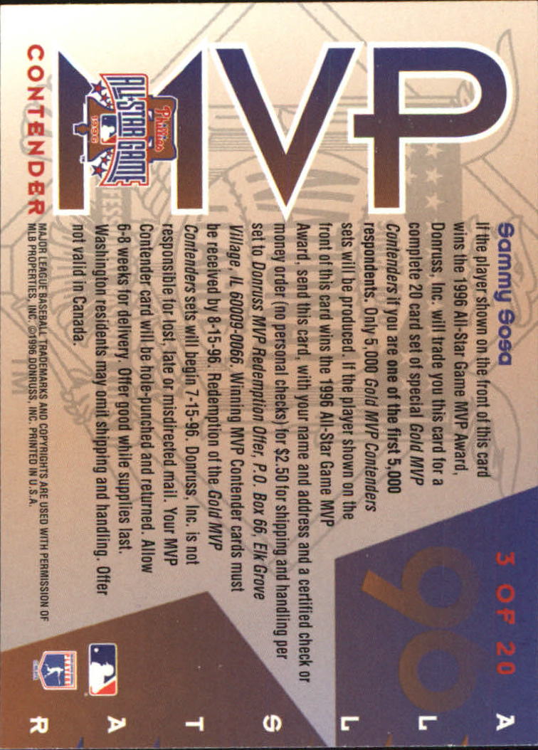 1996 Leaf Baseball "All-Star Game MVP Contenders" Insert Cards - Picture 7 of 37