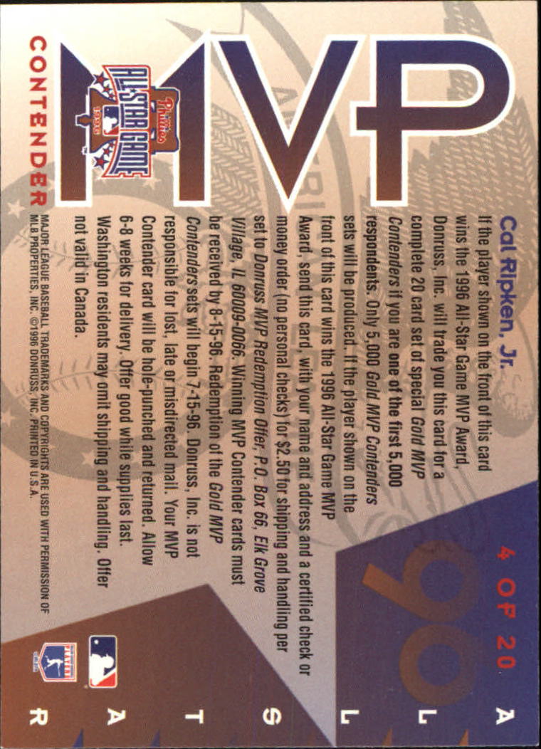 1996 Leaf Baseball "All-Star Game MVP Contenders" Insert Cards - Picture 9 of 37