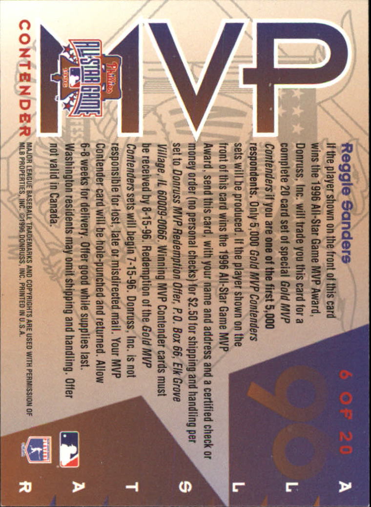 1996 Leaf Baseball "All-Star Game MVP Contenders" Insert Cards - Picture 13 of 37