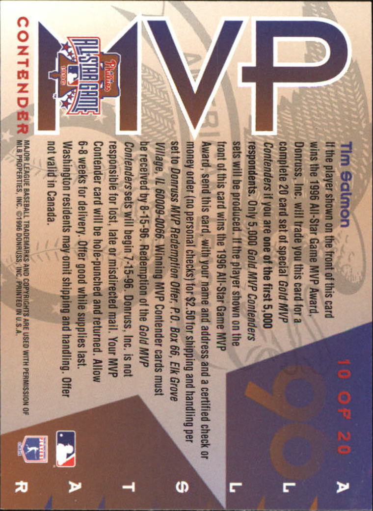 1996 Leaf Baseball "All-Star Game MVP Contenders" Insert Cards - Picture 17 of 37