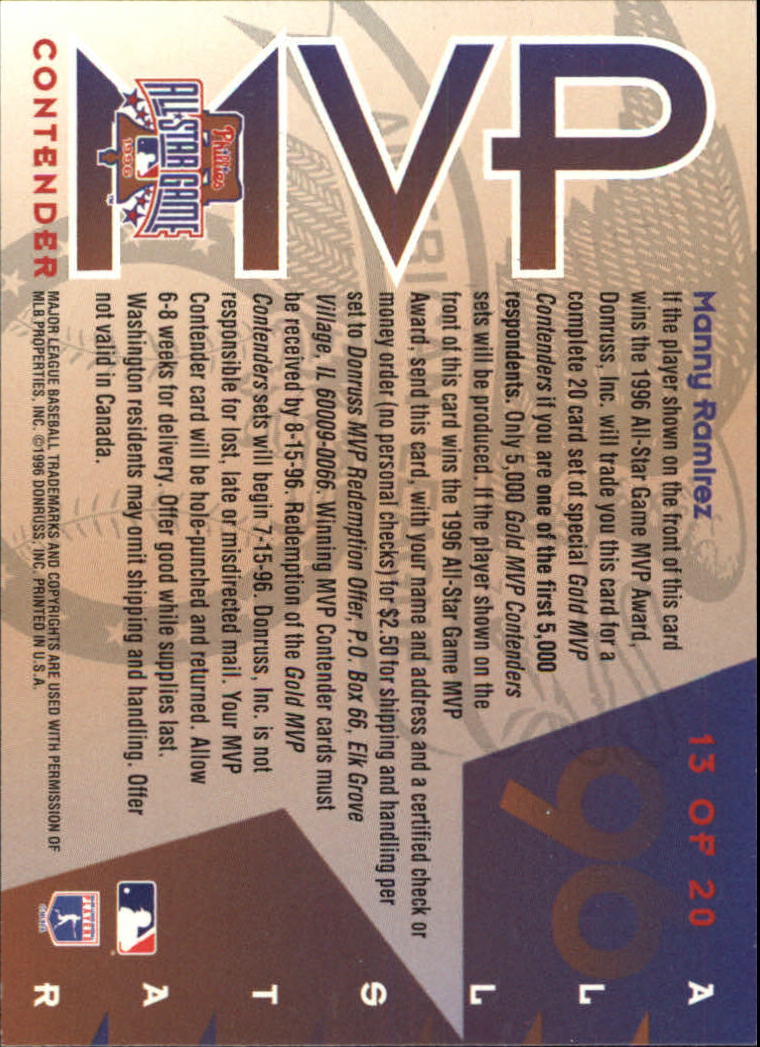 1996 Leaf Baseball "All-Star Game MVP Contenders" Insert Cards - Picture 23 of 37