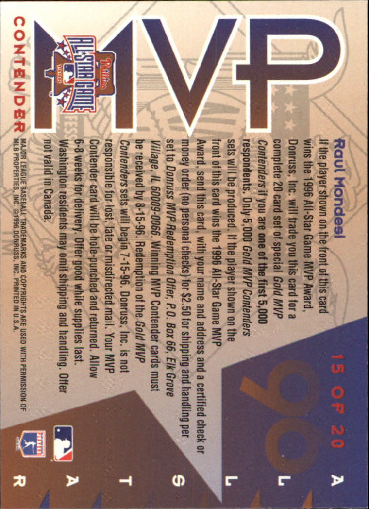 1996 Leaf Baseball "All-Star Game MVP Contenders" Insert Cards - Picture 27 of 37