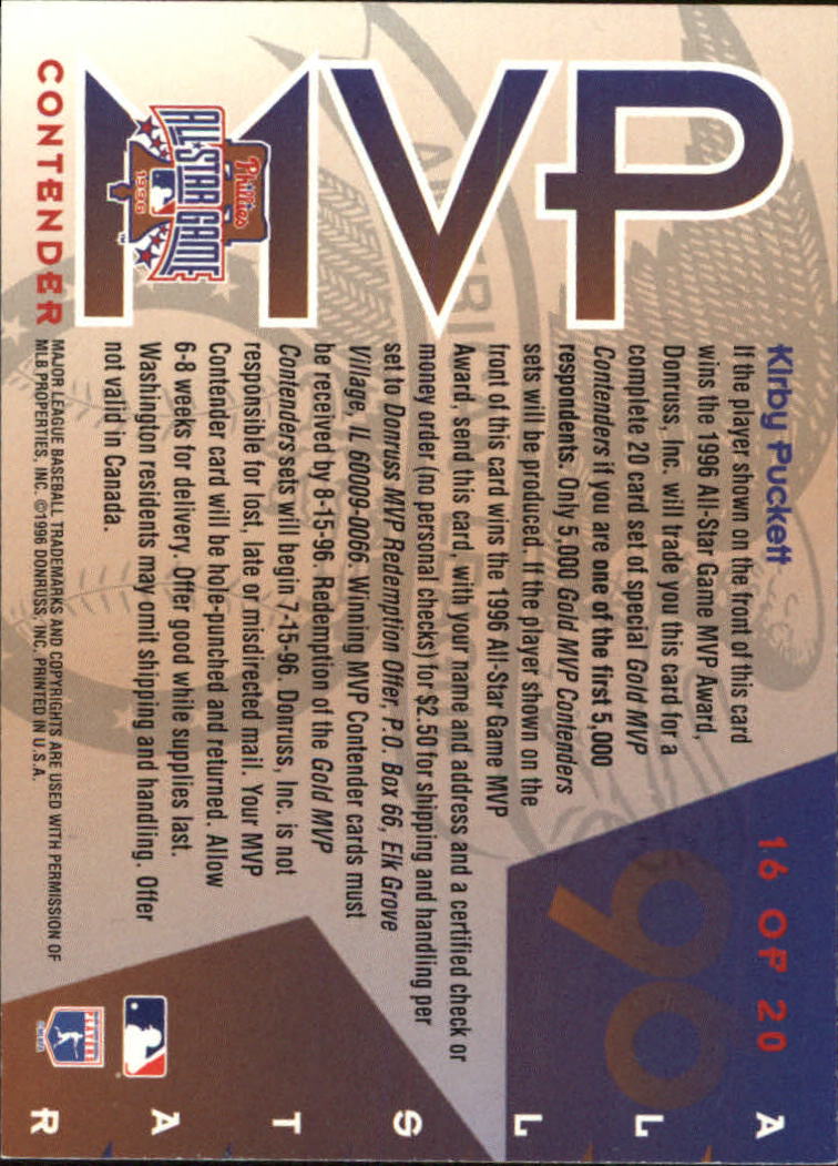 1996 Leaf Baseball "All-Star Game MVP Contenders" Insert Cards - Picture 29 of 37
