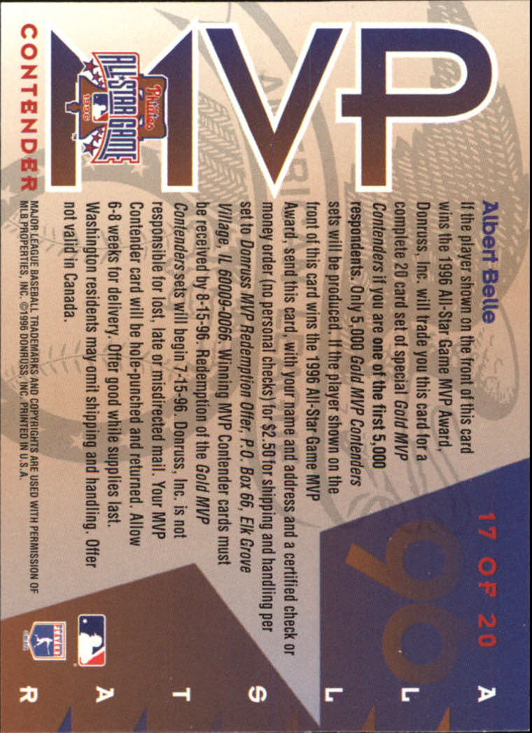 1996 Leaf Baseball "All-Star Game MVP Contenders" Insert Cards - Picture 31 of 37