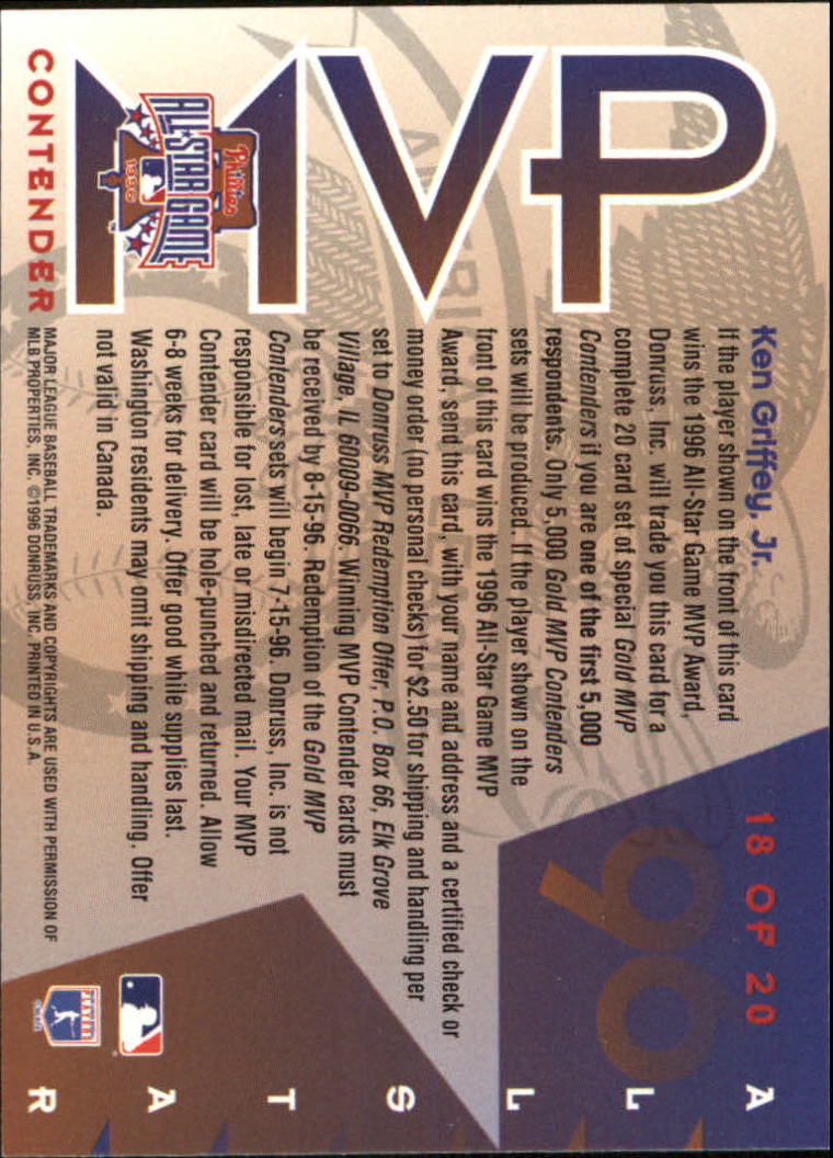 1996 Leaf Baseball "All-Star Game MVP Contenders" Insert Cards - Picture 33 of 37