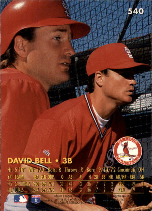 1996 Ultra (Fleer) Baseball "Main Set" Cards #401 to #600 - Picture 271 of 389