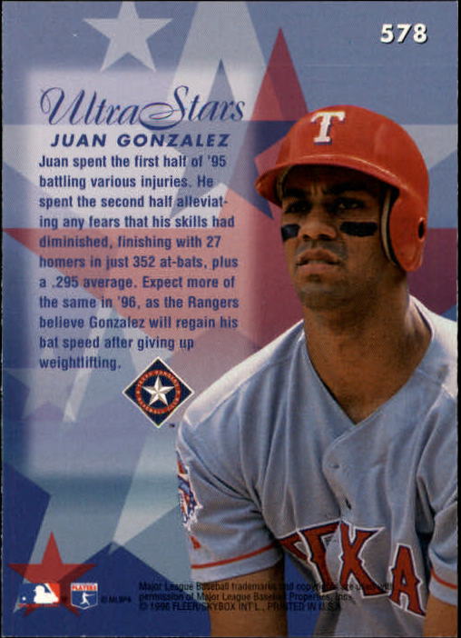 1996 Ultra (Fleer) Baseball "Main Set" Cards #401 to #600 - Picture 345 of 389