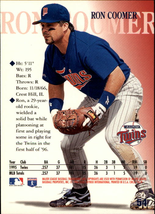 1996 Circa (Fleer/Skybox) Baseball "Main Set" Cards #1 to #200 Rookies and Vets - Picture 105 of 381
