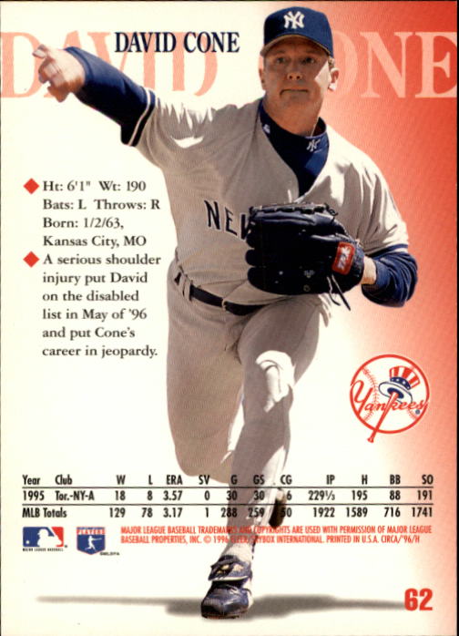 1996 Circa (Fleer/Skybox) Baseball "Main Set" Cards #1 to #200 Rookies and Vets - Picture 121 of 381
