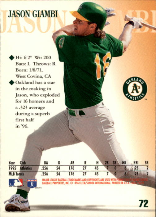 1996 Circa (Fleer/Skybox) Baseball "Main Set" Cards #1 to #200 Rookies and Vets - Picture 139 of 381