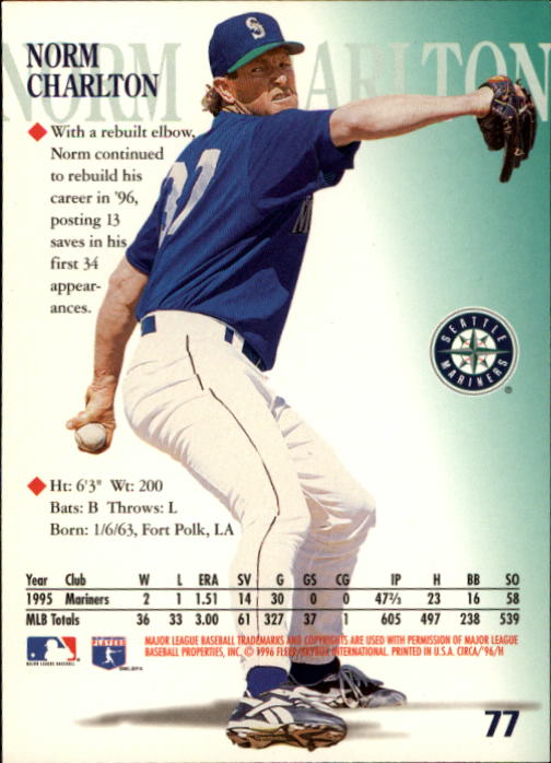 1996 Circa (Fleer/Skybox) Baseball "Main Set" Cards #1 to #200 Rookies and Vets - Picture 147 of 381