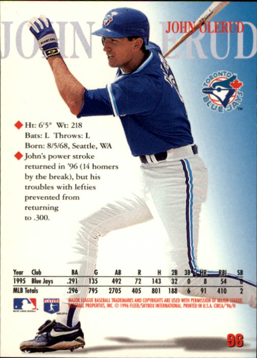 1996 Circa (Fleer/Skybox) Baseball "Main Set" Cards #1 to #200 Rookies and Vets - Picture 185 of 381