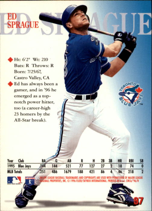 1996 Circa (Fleer/Skybox) Baseball "Main Set" Cards #1 to #200 Rookies and Vets - Picture 187 of 381