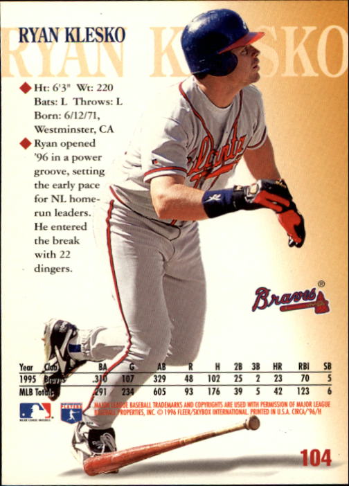 1996 Circa (Fleer/Skybox) Baseball "Main Set" Cards #1 to #200 Rookies and Vets - Picture 201 of 381