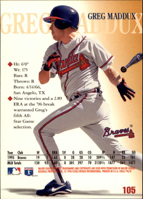 1996 Circa (Fleer/Skybox) Baseball "Main Set" Cards #1 to #200 Rookies and Vets - Picture 203 of 381