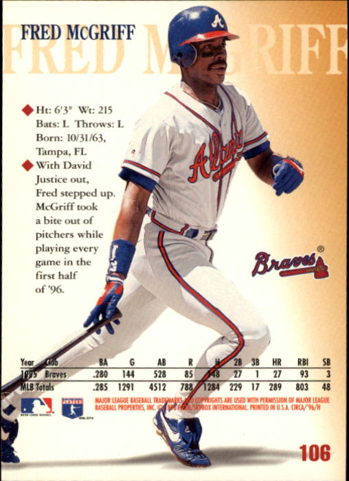 1996 Circa (Fleer/Skybox) Baseball "Main Set" Cards #1 to #200 Rookies and Vets - Picture 205 of 381