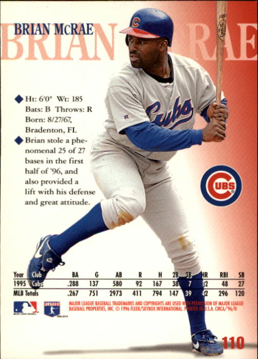 1996 Circa (Fleer/Skybox) Baseball "Main Set" Cards #1 to #200 Rookies and Vets - Picture 211 of 381