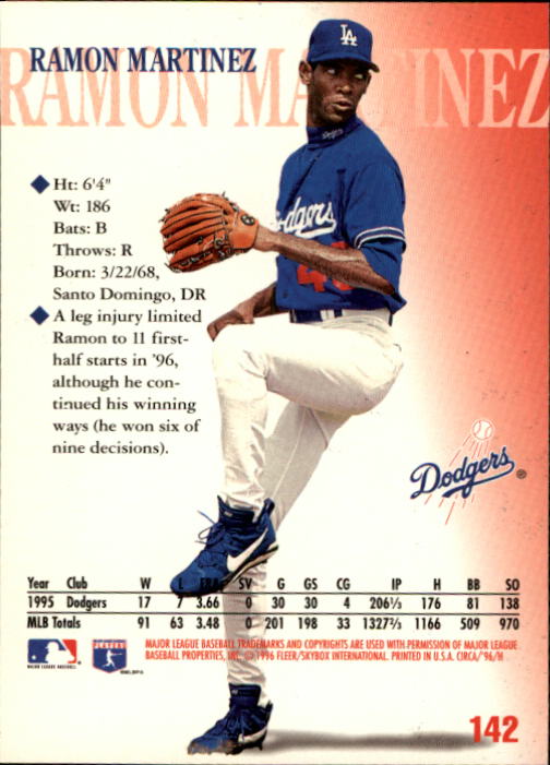 1996 Circa (Fleer/Skybox) Baseball "Main Set" Cards #1 to #200 Rookies and Vets - Picture 275 of 381