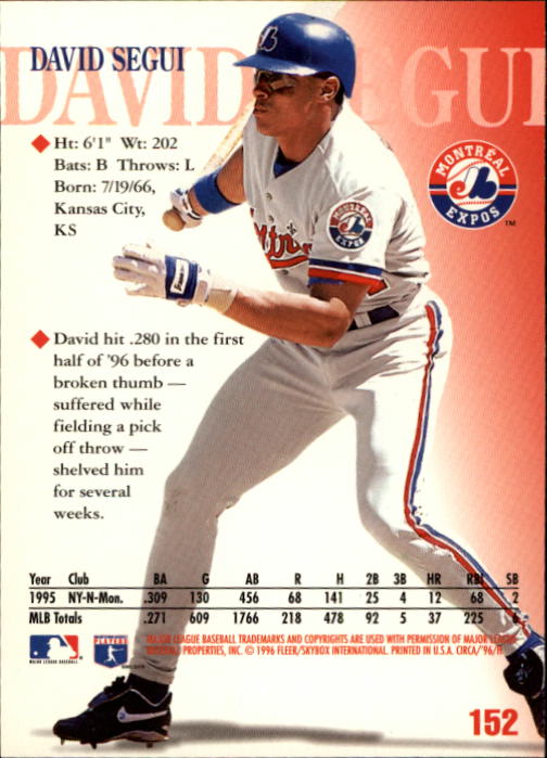 1996 Circa (Fleer/Skybox) Baseball "Main Set" Cards #1 to #200 Rookies and Vets - Picture 293 of 381