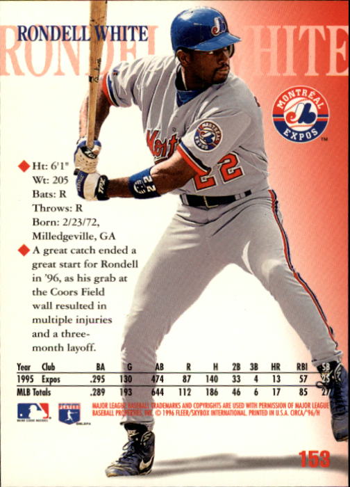1996 Circa (Fleer/Skybox) Baseball "Main Set" Cards #1 to #200 Rookies and Vets - Picture 295 of 381