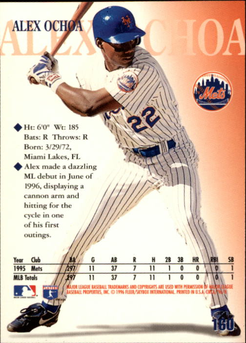 1996 Circa (Fleer/Skybox) Baseball "Main Set" Cards #1 to #200 Rookies and Vets - Picture 309 of 381