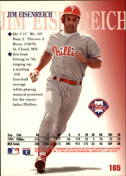 1996 Circa (Fleer/Skybox) Baseball "Main Set" Cards #1 to #200 Rookies and Vets - Picture 319 of 381